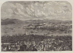 Panorámás kilátás Konstantinápolyra, a Galata-toronyból